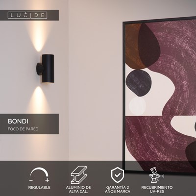 Lucide BONDI - Foco de pared / Lámpara de pared - 2xGU10 - Negro